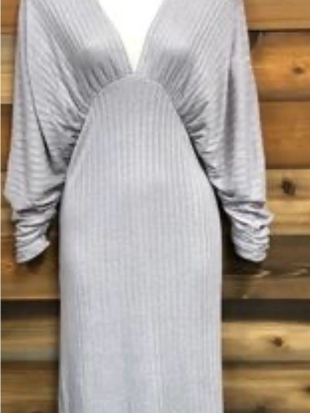 Zara Ribbed V-Neck Shimmery Dress in Silver